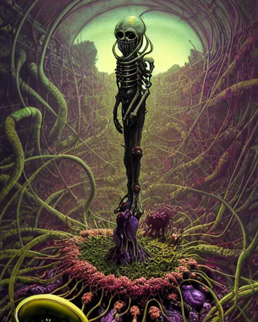 Image similar to the platonic ideal of flowers, rotting, insects and praying of cletus kasady carnage thanos dementor wild hunt chtulu mandelbulb fritz the cat doctor manhattan bioshock xenomorph akira, ego death, decay, dmt, psilocybin, concept art by randy vargas and zdzisław beksinski