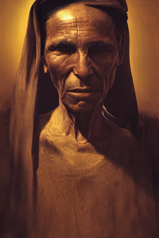 Image similar to egyptian citizen, portrait, poor, intricate, elegant, volumetric lighting, digital painting, highly detailed, artstation, sharp focus, illustration, ruan jia, steve mccurry