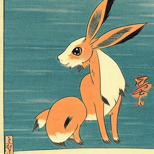 Image similar to Beautiful Ukiyo-e painting of an Eevee