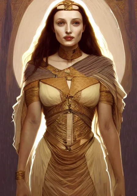 Image similar to sansa angeline jolie gessica chastain egypt mummy, intricate, elegant, highly detailed, digital painting, artstation, concept art, smooth, sharp focus, illustration, art by artgerm and greg rutkowski and alphonse mucha and william - adolphe bouguereau