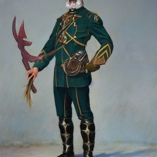 Image similar to full body portrait of a zerg overlord as the dictator of the charlotte hornets, 1 8 8 9, in full military garb, oil on canvas by william sidney mount, trending on artstation