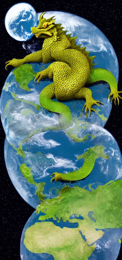 Image similar to a fat dragon eating the earth