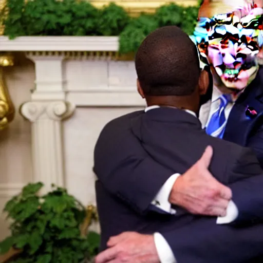 Image similar to donald trump hugging joe biden at the white house