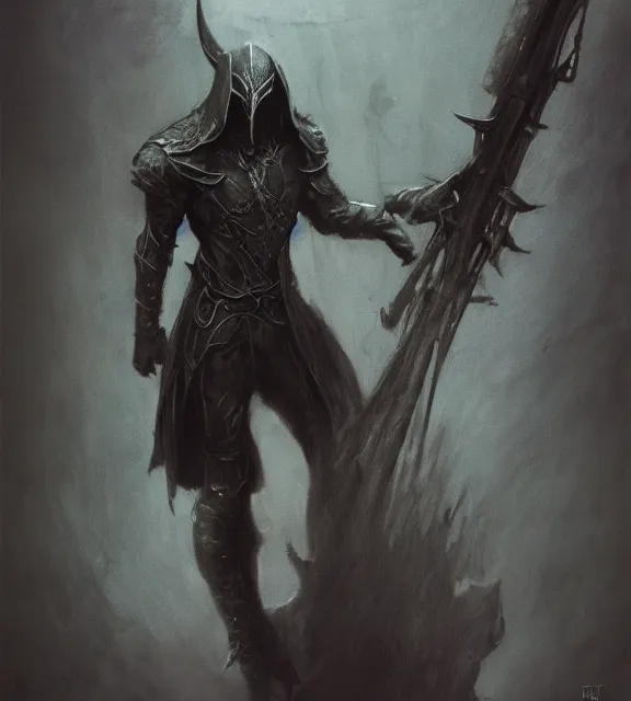 Prompt: black knives assassin concept, beksinski, age of sigma art, frank franzetta, ruan jia, dark soul armor concept, trending on artstation, wayne barlowe, adrian smith fantasy art, elden ring art, the hobbit art, lord of the ring art, infinity blade armor