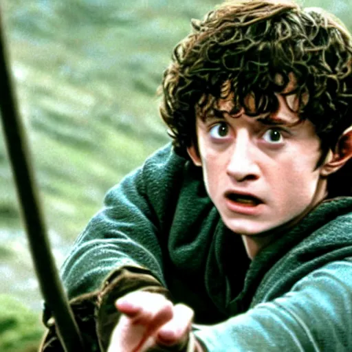 Image similar to Film still of Harry Potter as Frodo in Lord of the Rings: The Return of the King