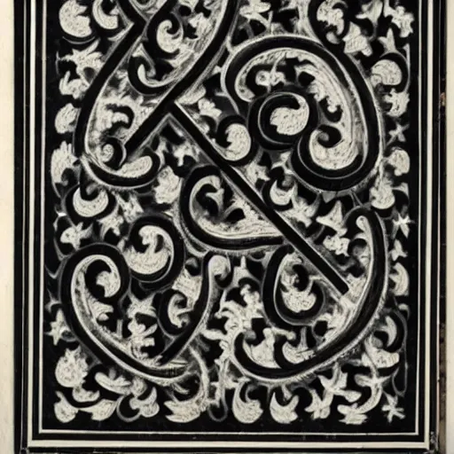 Image similar to a photo of a black and white manuscript illumination of the capital letter a