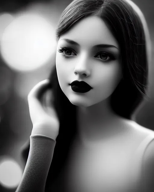 Prompt: black and white dreamy young beautiful female artificial intelligence, cinematic, rim light, bokeh, photo - realistic, elegant, high detail, 8 k, masterpiece, photo taken in 1 9 3 0
