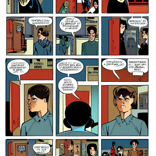 Prompt: unique comic book page layout in the style of Chris Ware