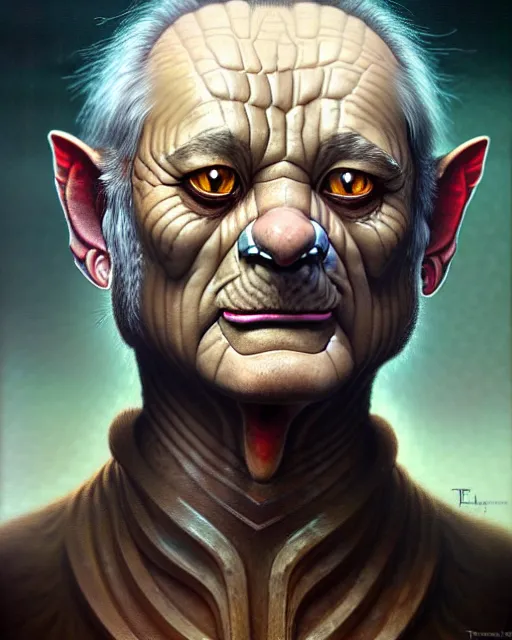 Image similar to a detailed portrait of an bill murray orc by tomasz alen kopera and peter mohrbacher