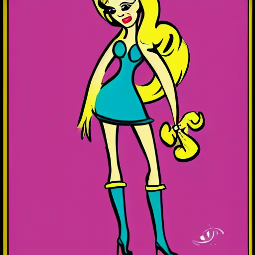 Image similar to cute girl, Dan DeCarlo style, cartoon style illustration