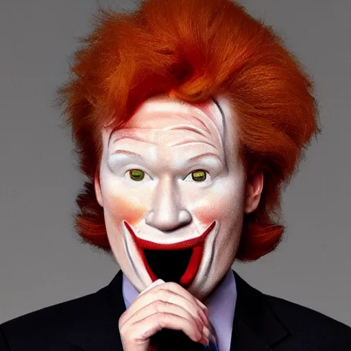 Image similar to conan o'brien wearing ronald mcdonald makeup