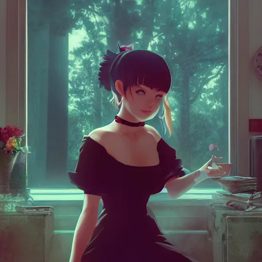 Image similar to sabrina the teenage witch by sana takeda, nvidia rtx reflections, octane render 1 2 8 k resolution, extreme high intricate details, digital anime art by wlop, medium shot, mid - shot, composition by ilya kuvshinov, lighting by greg rutkowski