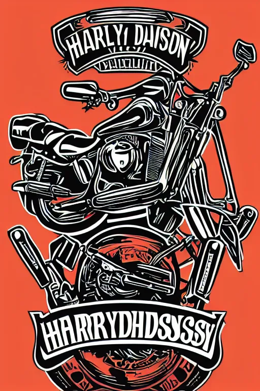 Image similar to Harley Davidson motorbike , sticker, colorful, illustration, highly detailed, simple, smooth and clean vector curves, no jagged lines, vector art, smooth