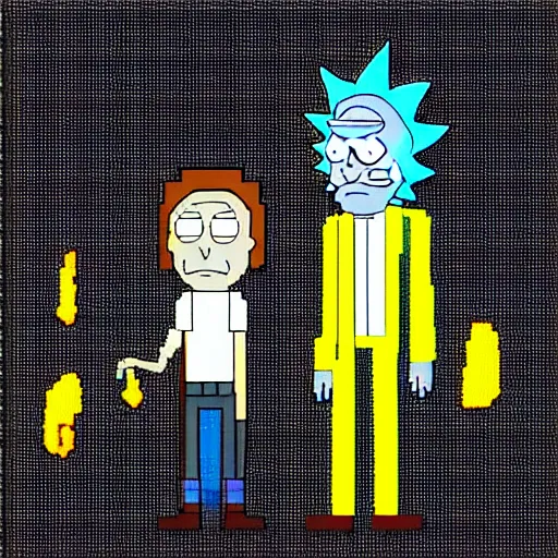 Image similar to Rick and Morty pixel art