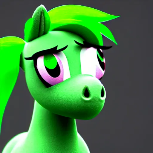 Image similar to a stoner with a black hoodie on with a marijuana themed green pony head from my little pony, 3 d, blender 3 d, render, beautiful