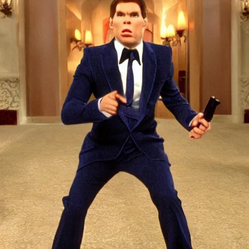 Image similar to Live Action Still of Jerma985 in Austin Powers, real life, hyperrealistic, ultra realistic, realistic, highly detailed, epic, HD quality, 8k resolution, body and headshot, film still