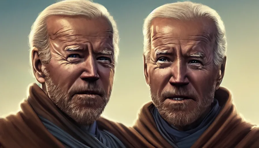 Image similar to joe biden is obi - wan kenobi, movie poster, hyperdetailed, artstation, cgsociety, 8 k