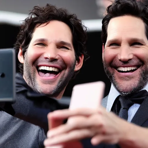 Prompt: paul rudd smiling a huge grin, taking a selfie with a big ant, hd 4 k photo