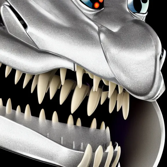 Image similar to close up mawshot of a cute elegant beautiful stunning anthropomorphic female robot dragon, with sleek silver metal armor, glowing OLED visor, facing the camera, the open maw being highly detailed and soft, with a gullet at the end, you looking into the maw, food pov, micro pov, vore, digital art, pov furry art, anthro art, furry, warframe art, high quality, 3D realistic, dragon mawshot, maw art, macro art, micro art, dragon art, Furaffinity, Deviantart, Eka's Portal, G6