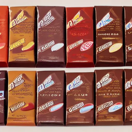 Image similar to chocolate candy bar packaging, 7 0 s style, very appealing, marketing photo