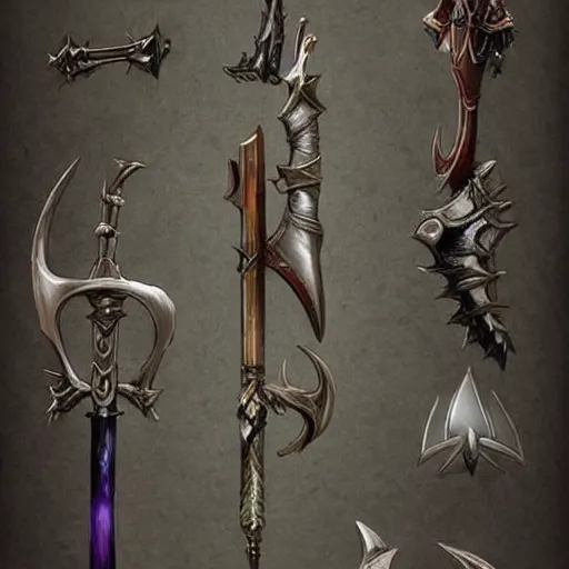 Image similar to fantasy weapons, D&D, magical, real, dramatic, beautiful