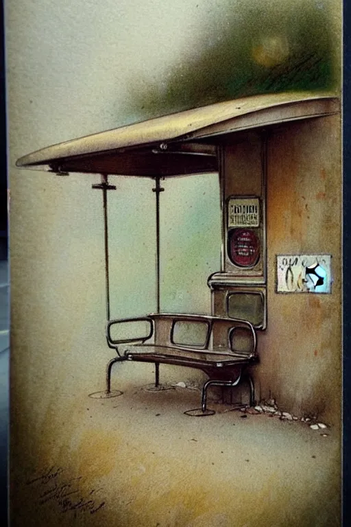 Image similar to (((((1950s bus stop . muted colors.))))) by Jean-Baptiste Monge !!!!!!!!!!!!!!!!!!!!!!!!!!!
