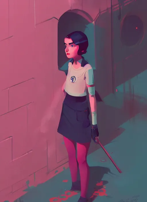 Prompt: a portrait of a pretty sewer punk young lady by atey ghailan