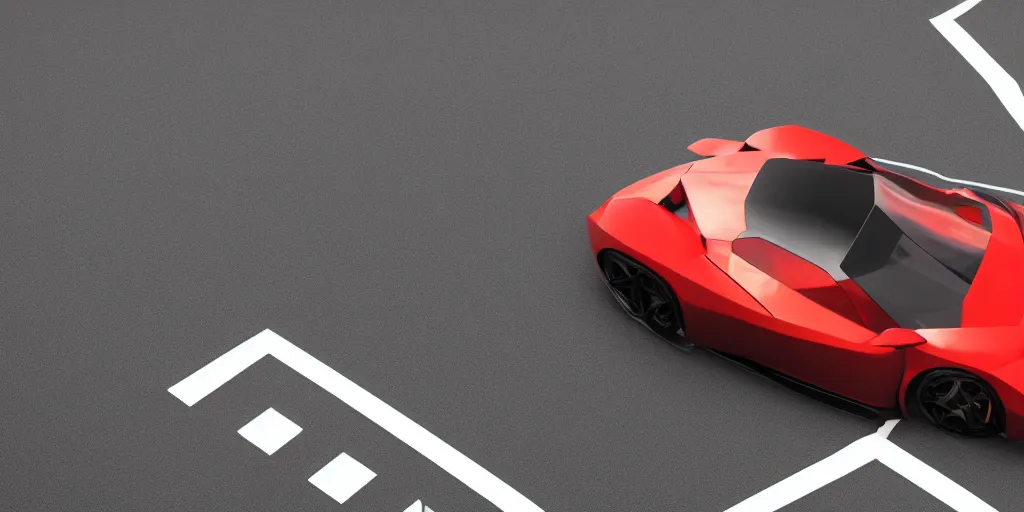 Image similar to a low poly object of a single sport car positioned in the center of the image on the white background, unreal engine