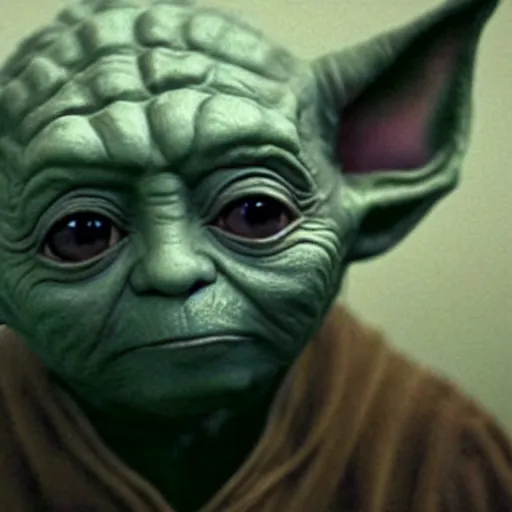 Image similar to a starwars character looks exactly like yoda but does not have any ears at all. just a round head