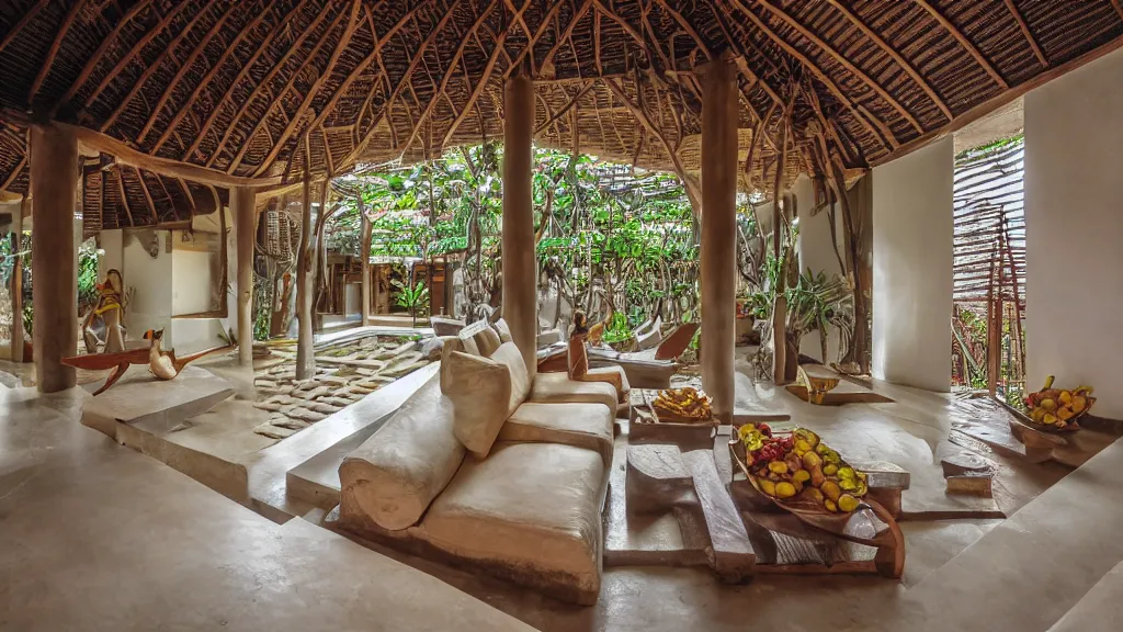 Image similar to bali interior indoor architecture, trending, famous, popular