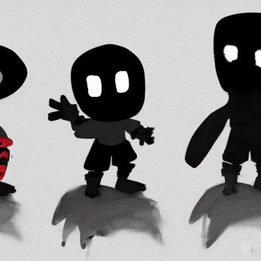 Image similar to baby deadpool concept art inspired by the game little nightmares and limbo