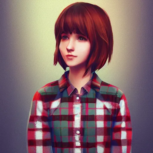 a selfie of max caulfield wearing a red plaid flannel | Stable Diffusion |  OpenArt