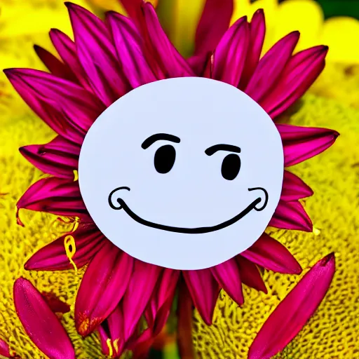 Image similar to a picture of a cute flower with a cartoon face, photorealistic, depth of field, 4k