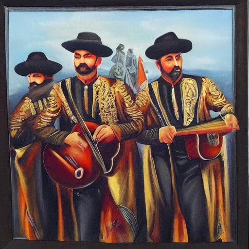 Image similar to “Oil painting of the Gypsy Kings as World War 1 generals, 4k”