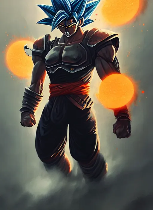 Prompt: portrait epic armored goku with monkey wings. highly detailed, digital painting, concept art, smooth, sharp focus, illustration, art by greg rutkowski