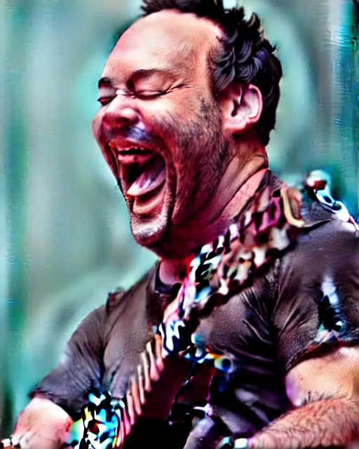 Image similar to a biomorphic portrait of dave matthews laughing, 4 k, octane high quality render