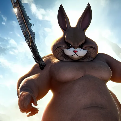 Prompt: big chungus boss, character design, from software game, art direction by Hidetaka Miyazaki