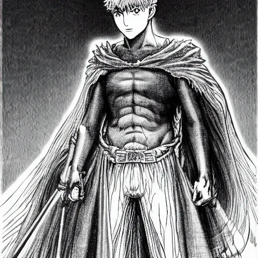 Prompt: a beautiful portrait of man by kentaro miura and gustave dore, berserk style, hyperdetailled manga character