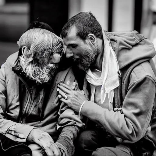 Image similar to photo of homeless people getting married