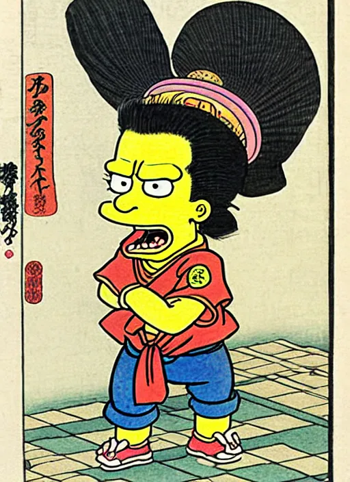 Prompt: bart simpson as a yokai illustrated by kawanabe kyosai and toriyama sekien