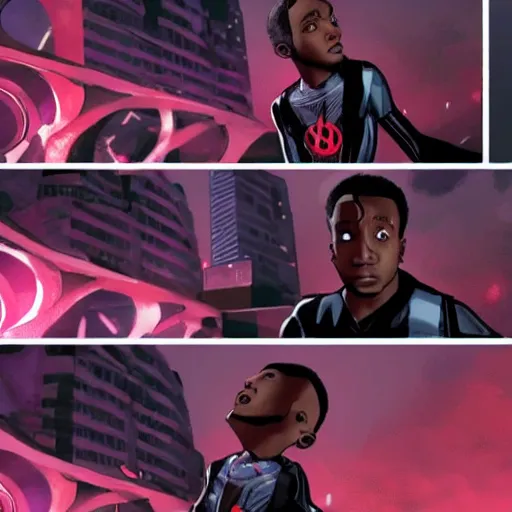 Prompt: Miles Morales movie scene