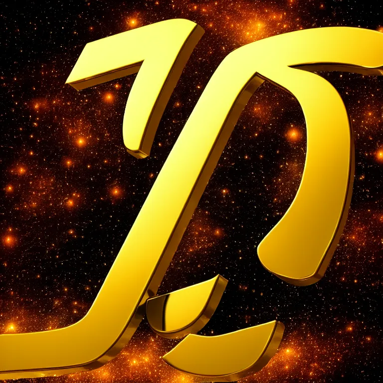 Image similar to letter q in gold style on space background, cinematic, highly detailed