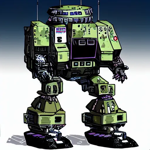 Prompt: fat space military mech