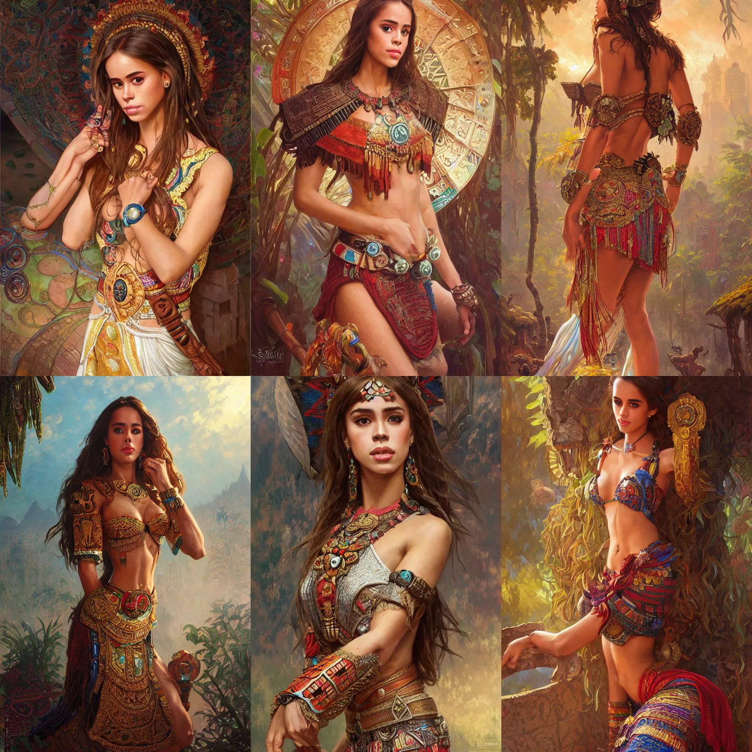 Prompt: yanet garcia portrait, aztec, mayan, fantasy, elegant, intricate, by stanley artgerm lau, greg rutkowski, thomas kindkade, alphonse mucha, loish, norman rockwell