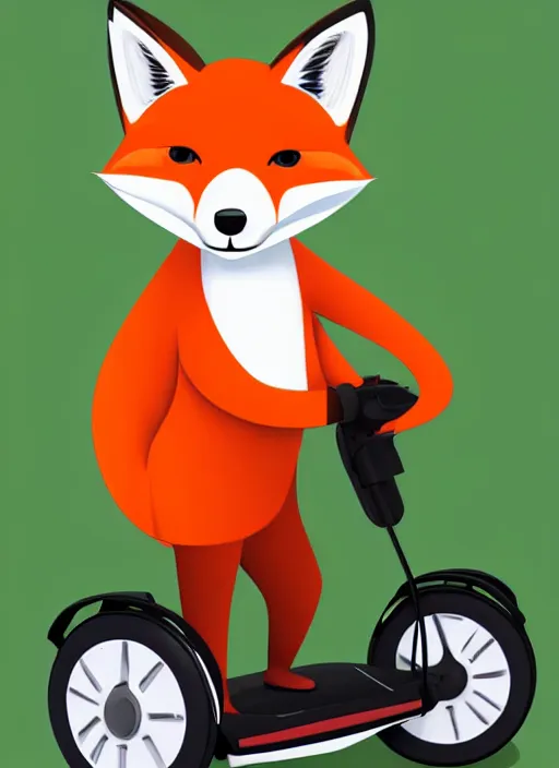 Prompt: an anthropomorphic male fox on a segway in a park, furry art, digital art, soft lighting