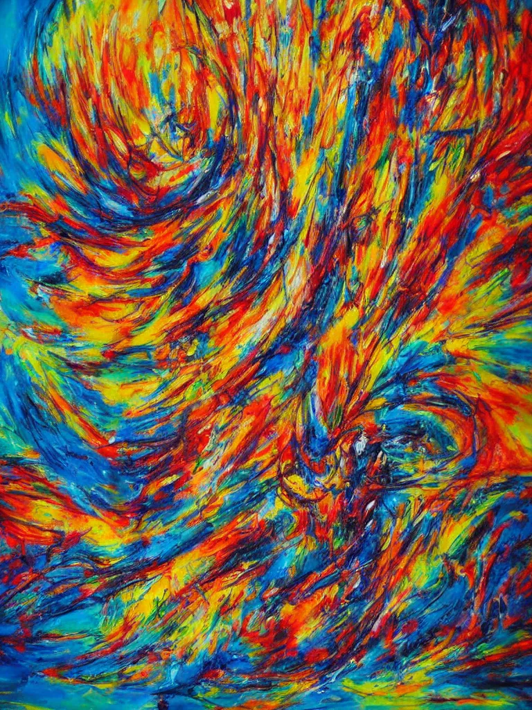 abstract oil on canvas vibrant colors painting, wild | Stable Diffusion ...