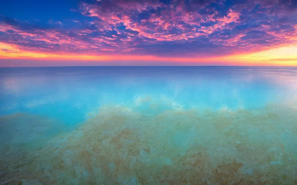 Prompt: the dead sea, beautiful sunset with colorful clouds, rays of sunshine, professional photo