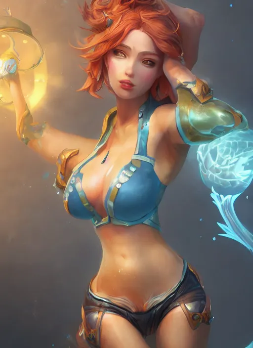 Image similar to nami, from league of legends, au naturel, hyper detailed, digital art, trending in artstation, cinematic lighting, studio quality, smooth render, unreal engine 5 rendered, octane rendered, art style by klimt and nixeu and ian sprigger and wlop and krenz cushart