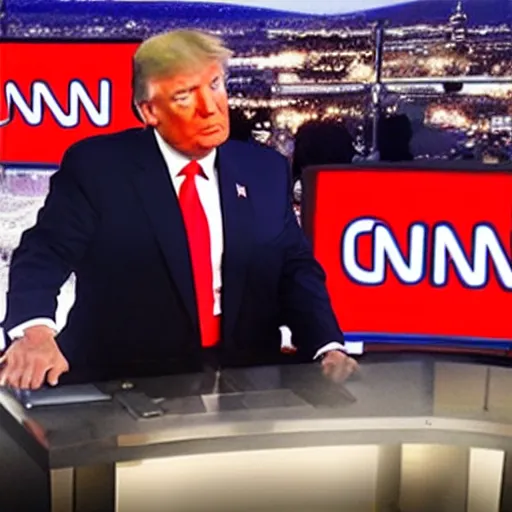 Prompt: donald trump as a news anchor on cnn