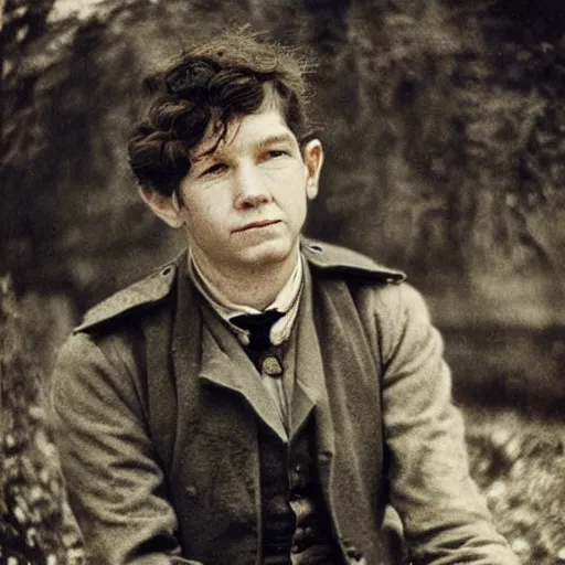 Prompt: thirtysomething years old lee evans as a ( ( ( sad, optimist ) ) ), dreamy, quirky 1 9 th century, austrian postman. detailed soft focus natural lights, portrait by arthur rackham